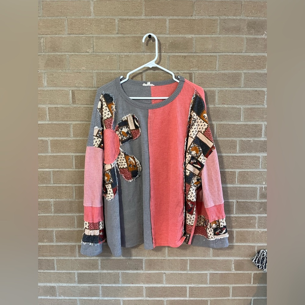 Easel Multicolor Patchwork Tunic Top - image 2